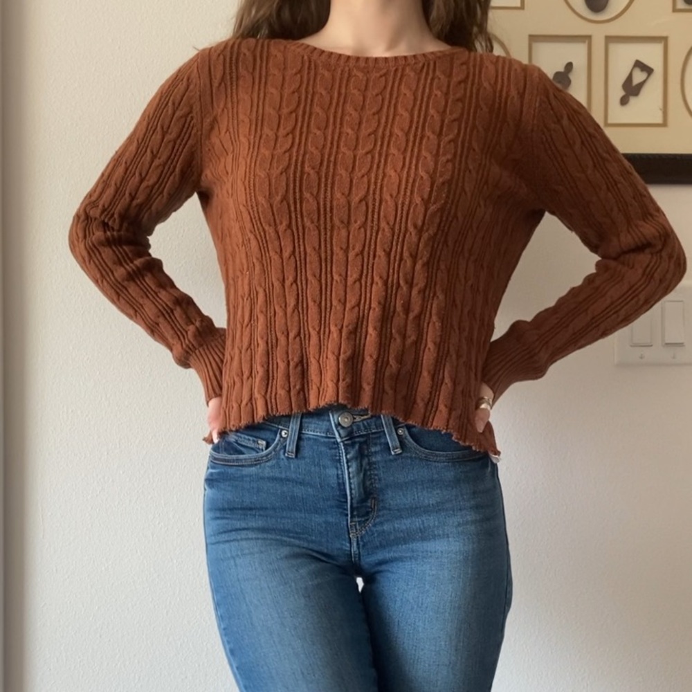 Cable Knit Burnt Orange Sweater